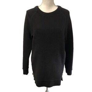 Varley Ribbed Sweatshirt Womens Small Black Zip Oversize Comfort Streetwear